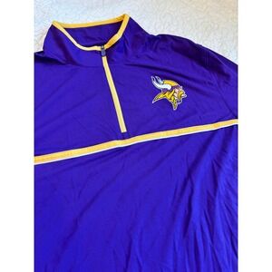 Minnesota Vikings NFL Team Apparel Purple Yellow Quarter Zip Pullover Men's M